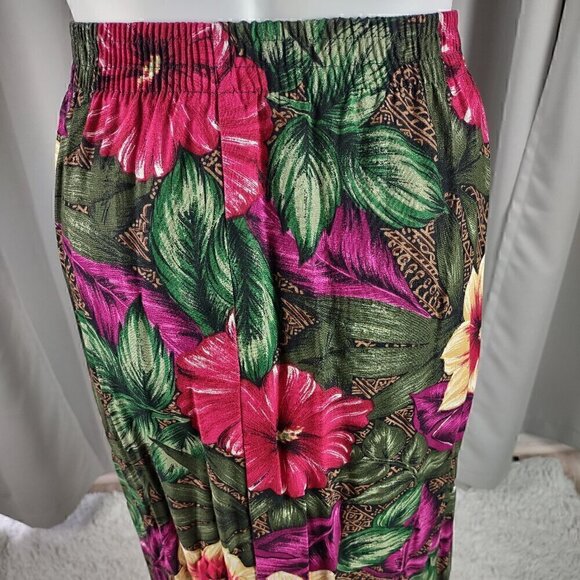 Bentley Women's Green, Pink Floral, Hawaiian 2 Pc Blouse & Skirt Suit Size 22W - Picture 6 of 16